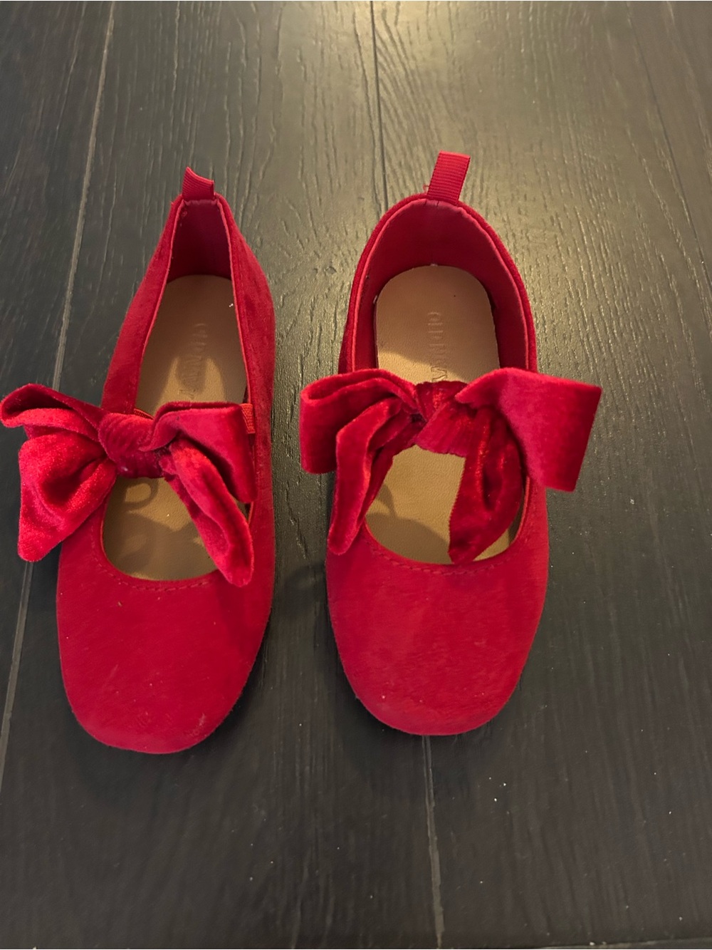 Old Navy Red Velvet Bow Mary Jane Shoes